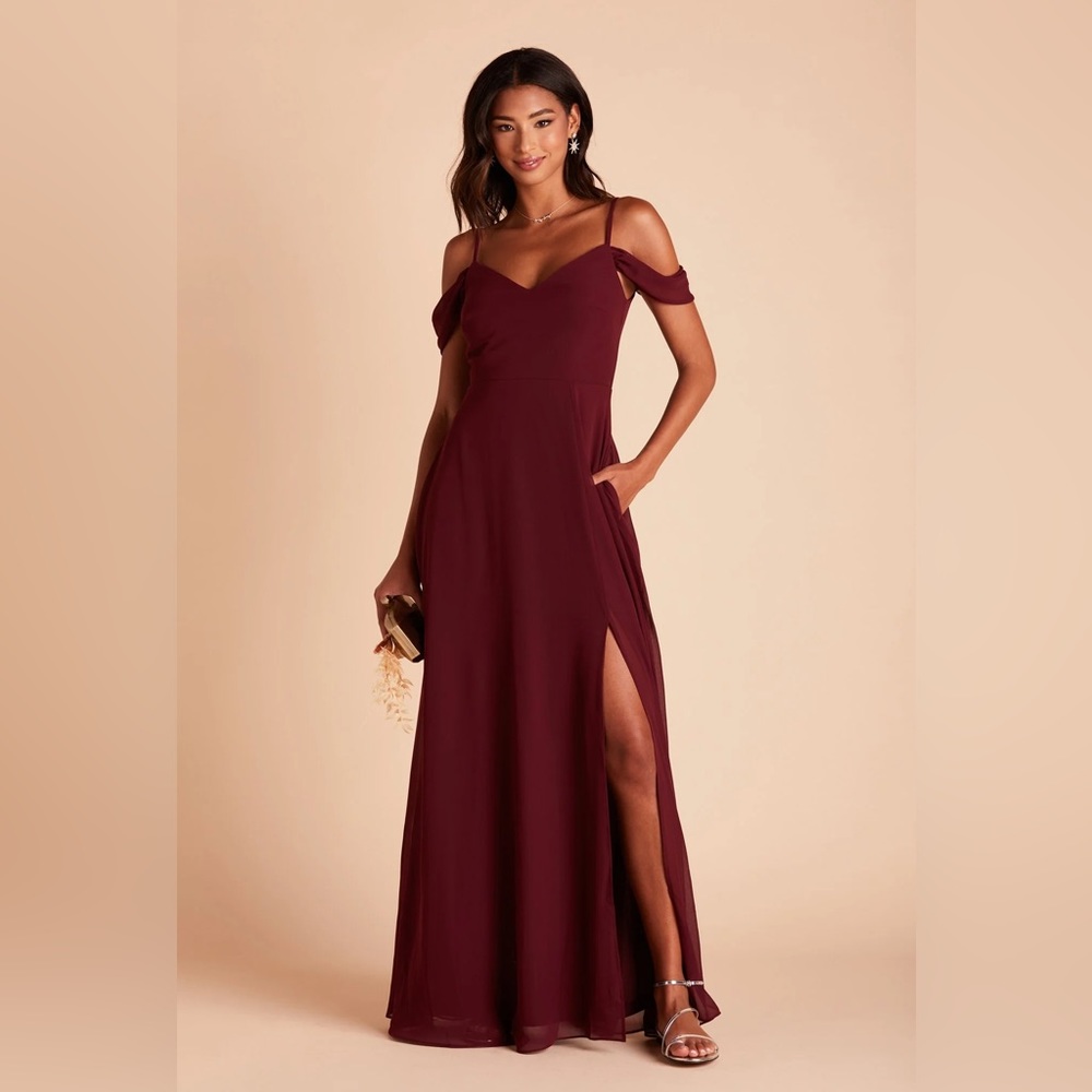 Birdy Grey Devin Convertible Cabernet Bridesmaid Dress with slit